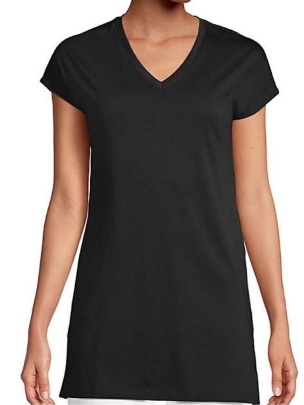 Lands’ End Extra Long VNeck Short Sleeve Tee Top